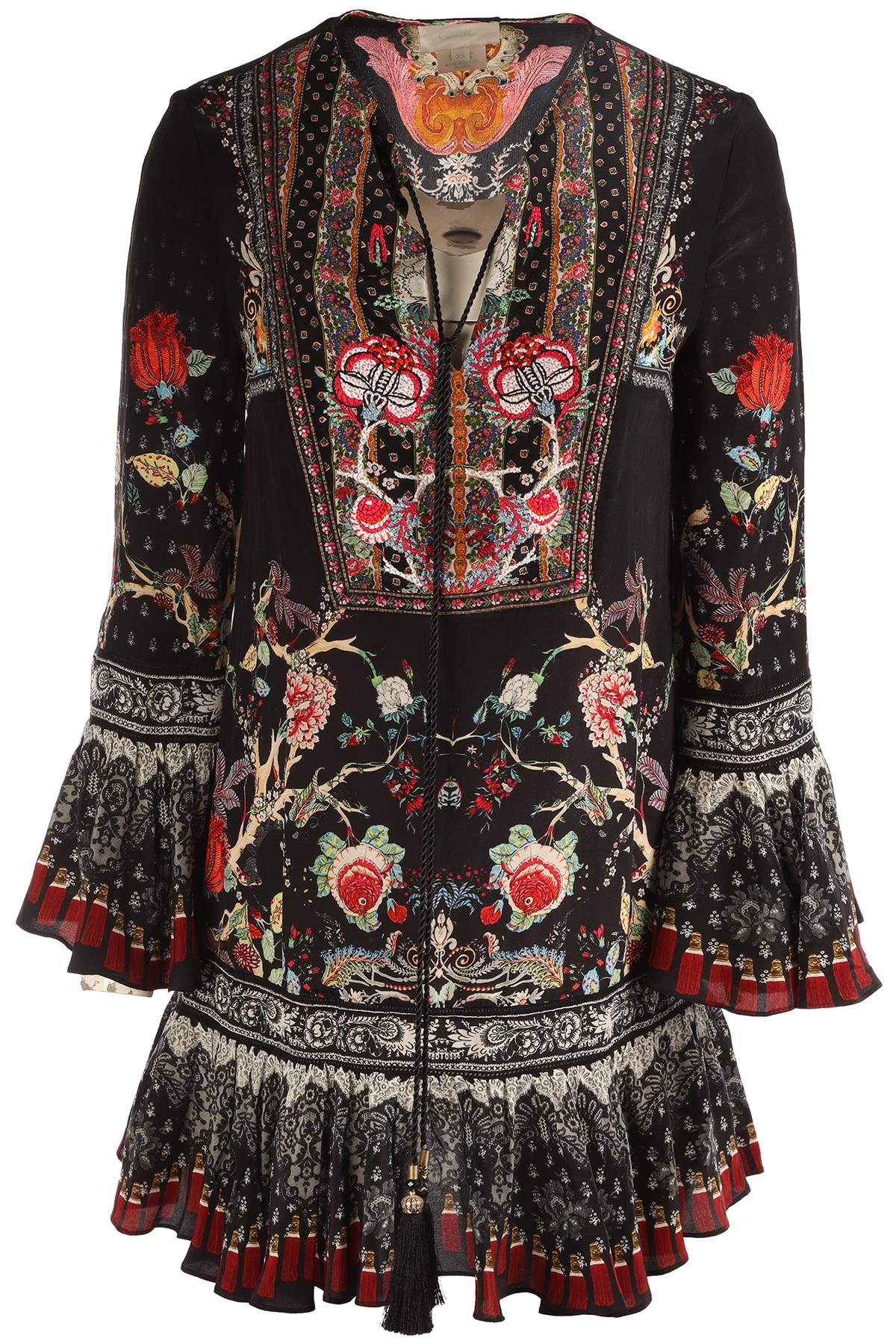 CAMILLA BLACK SILK MINI DRESS XSMALL UK 6