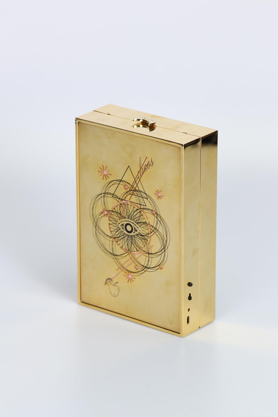 CHAOS PRINTED GOLD TONE CLUTCH