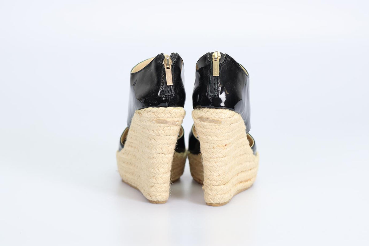 JIMMY CHOO PATENT LEATHER WEDGES ESPADRILES EU 37 UK 4 US 7