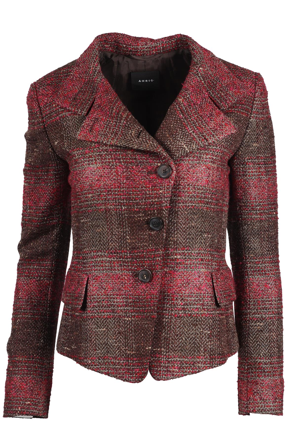 AKRIS PINK AND BROWN TWEED BLAZER SMALL