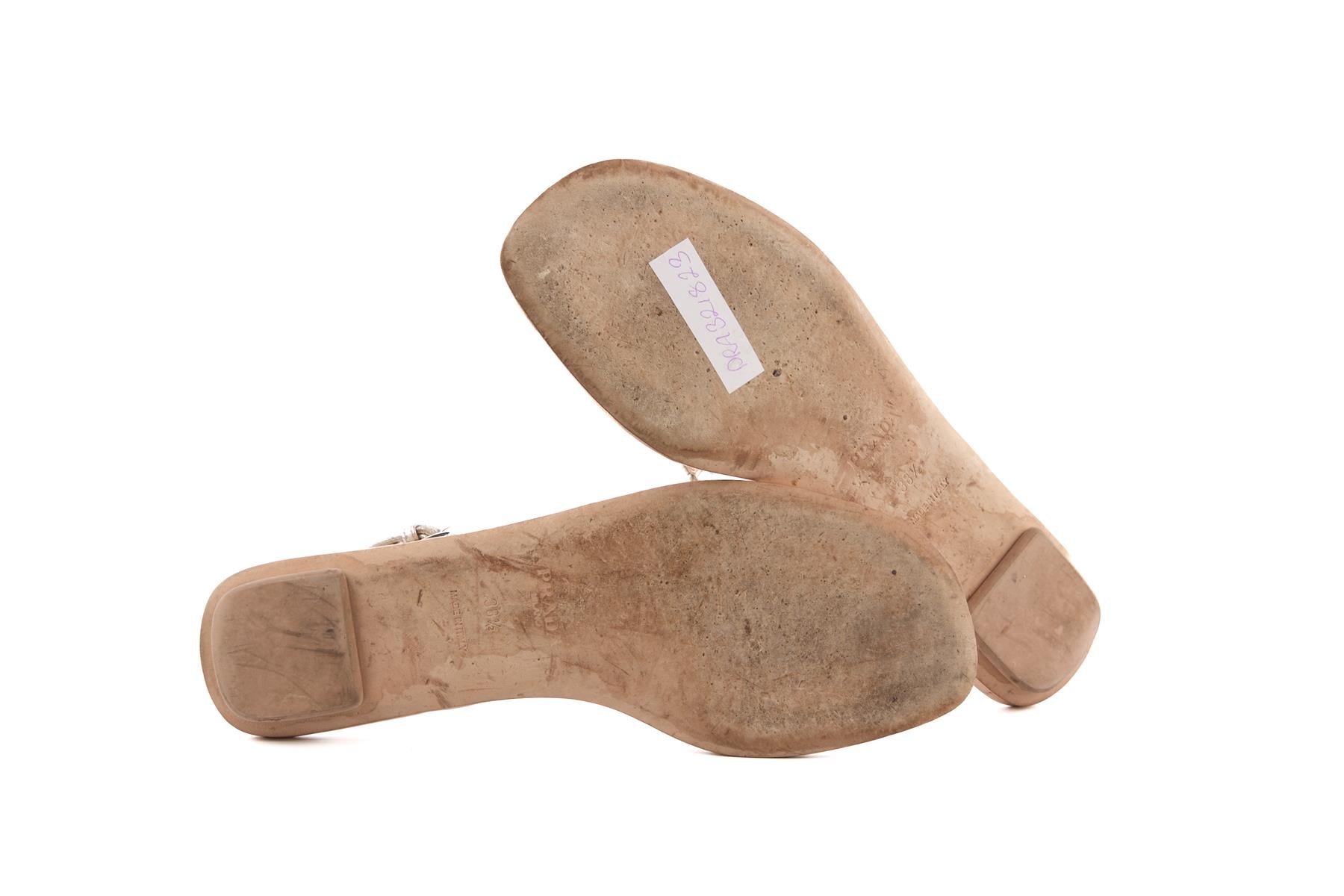 PRADA METALLIC LEATHER THONG SANDALS EU 38.5 UK 5.5 US 8.5