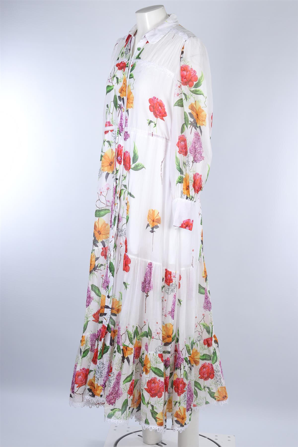 CHARO RUIZ WHITE COTTON MAXI DRESS LARGE