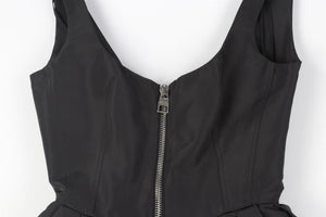 ALEXANDER MCQUEEN BLACK GROSGRAIN MIDI DRESS IT 36 UK 4