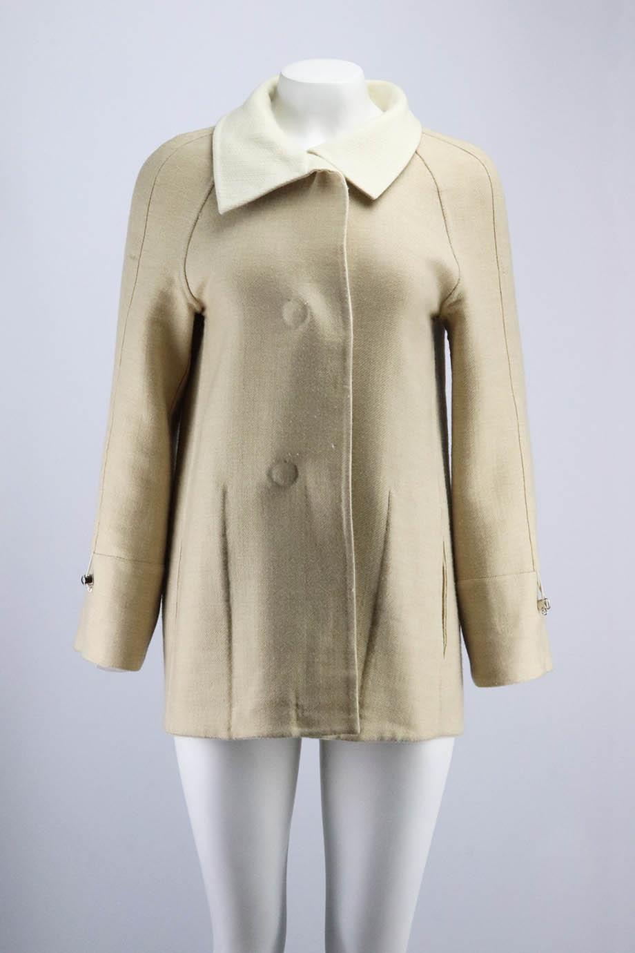 AKRIS REVERSIBLE CASHMERE AND WOOL BLEND COAT US 4 UK 8