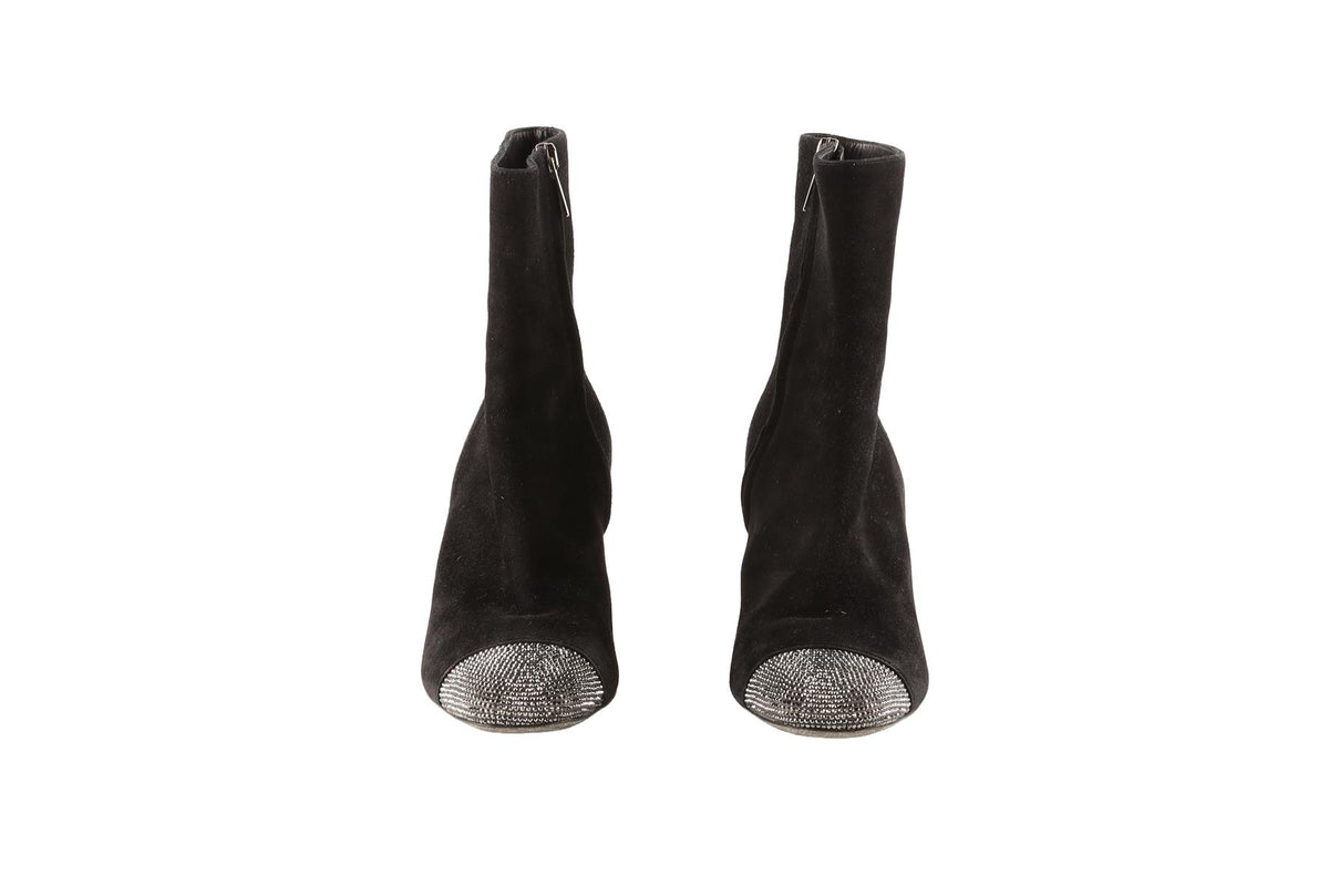 RENÉ CAOVILLA BLACK SUEDE ANKLE BOOTS EU 38.5 UK 5.5 US 8.5
