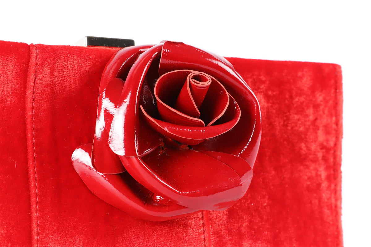 ROGER VIVIER RED MINI VELVET CLUTCH