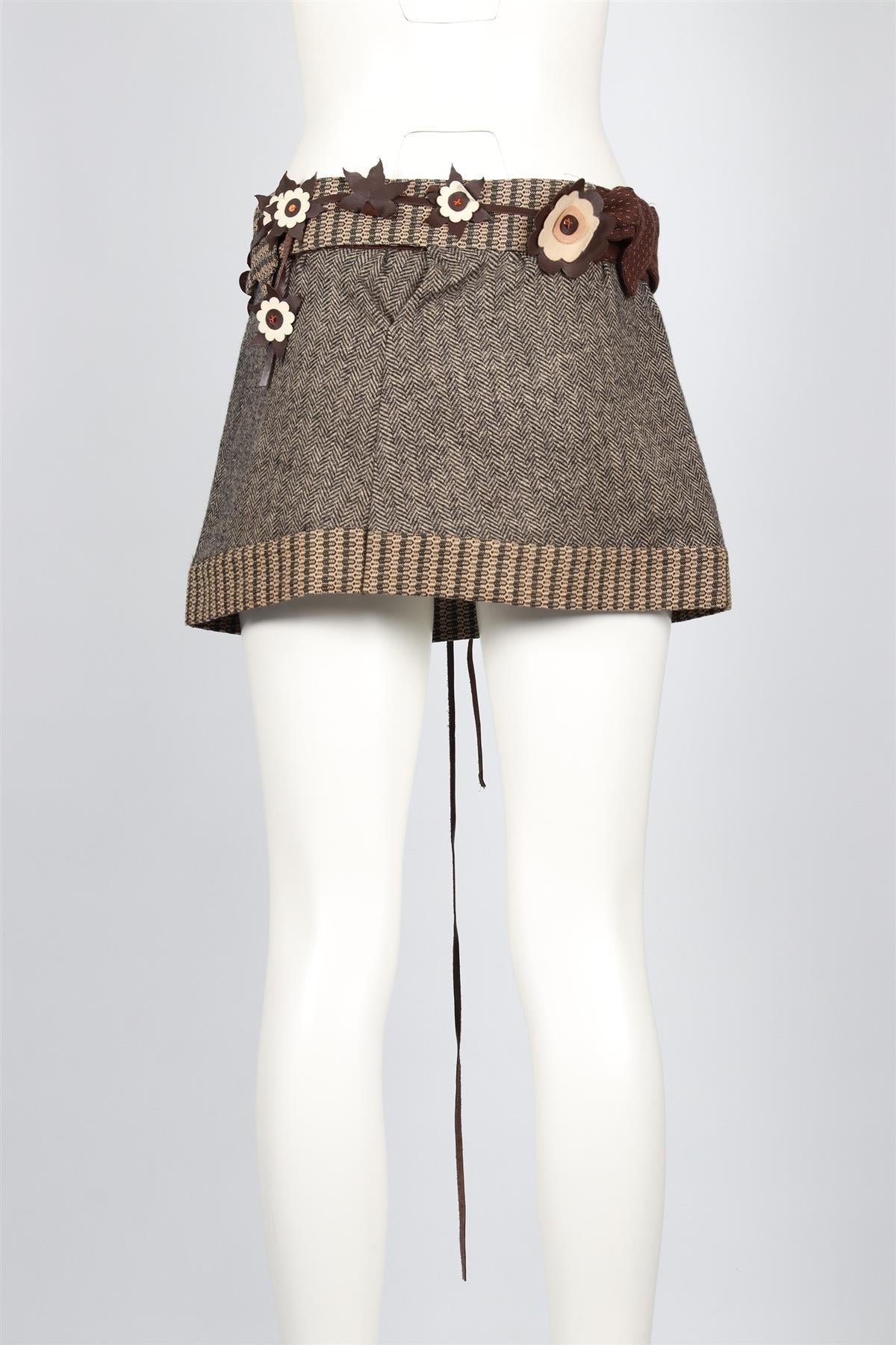 MARNI BROWN WOOL MINI SKIRT IT 38 UK 6