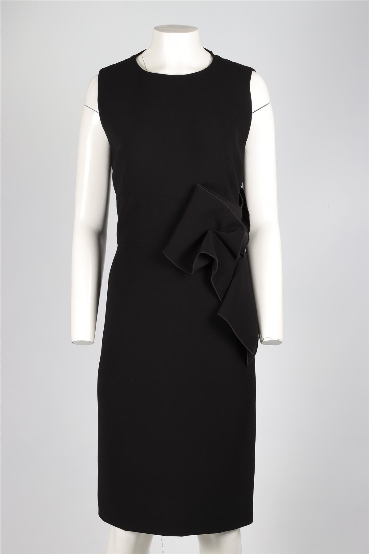 BOTTEGA VENETA BLACK CREPE MIDI DRESS IT 46 UK 14