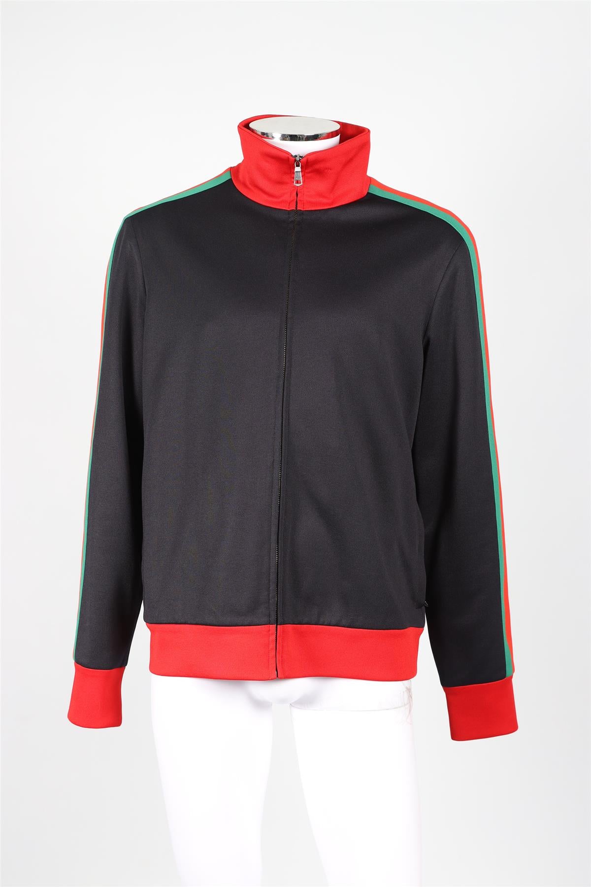 GUCCI NAVY AND RED MEN'S JERSEY JACKET LARGE