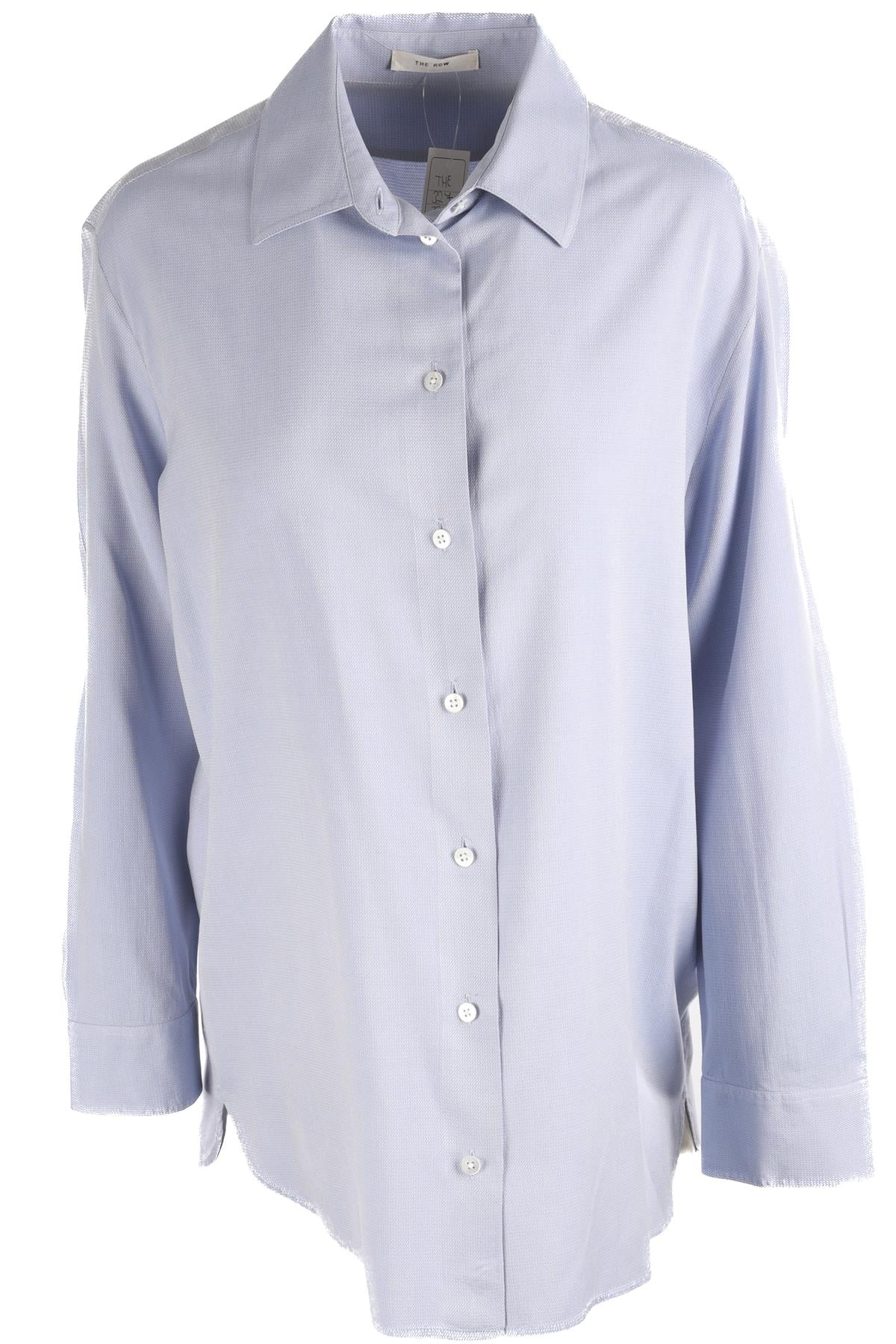 THE ROW BLUE SILK SHIRT US 6 UK 10