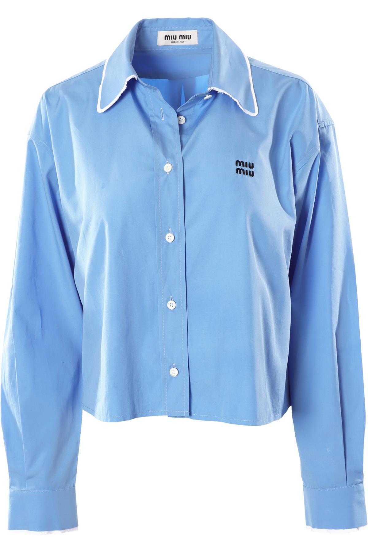 MIU MIU BLUE COTTON SHIRT IT 36 UK 4