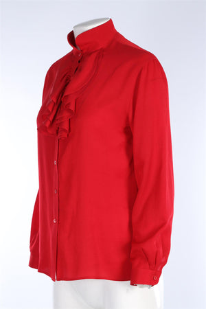 CHRISTIAN DIOR SEPERATES RED VINTAGE SILK SHIRT US 6 UK 10