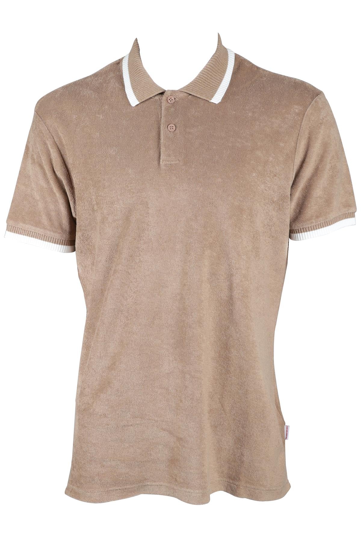 ORLEBAR BROWN TAN MEN'S COTTON POLO SHIRT LARGE