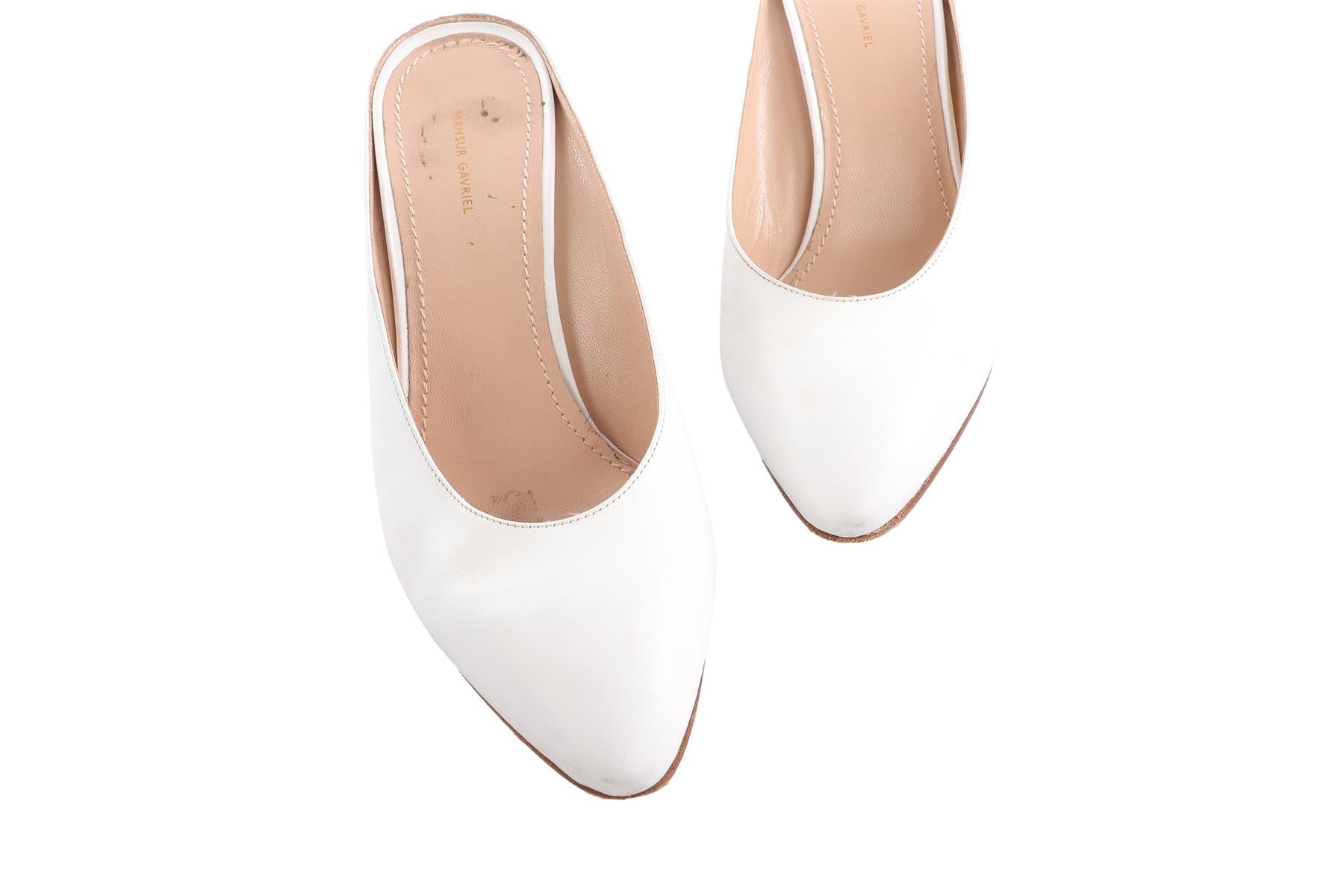 MANSUR GAVRIEL WHITE LEATHER MULES EU 38