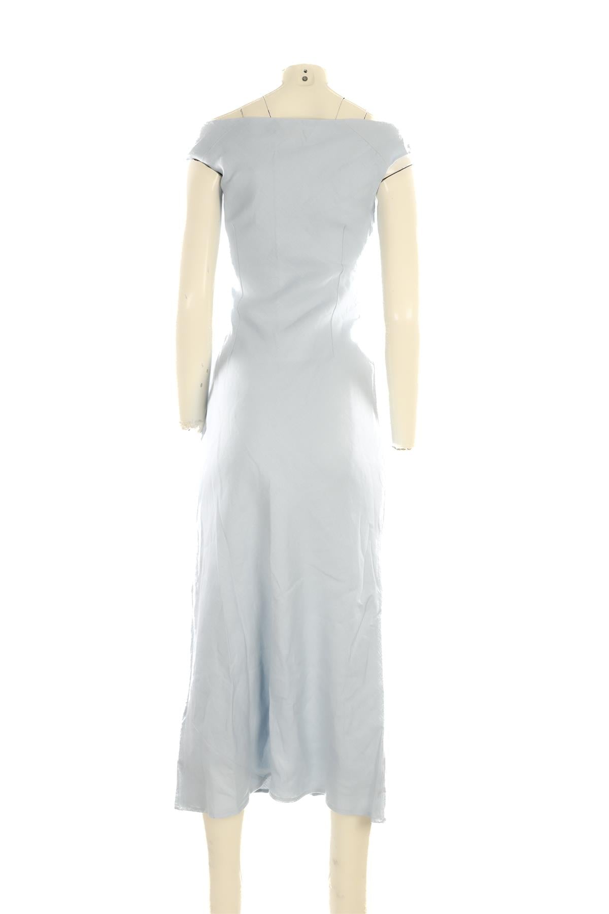 FAITHFULL BLUE LINEN MAXI DRESS AU 8 UK 8