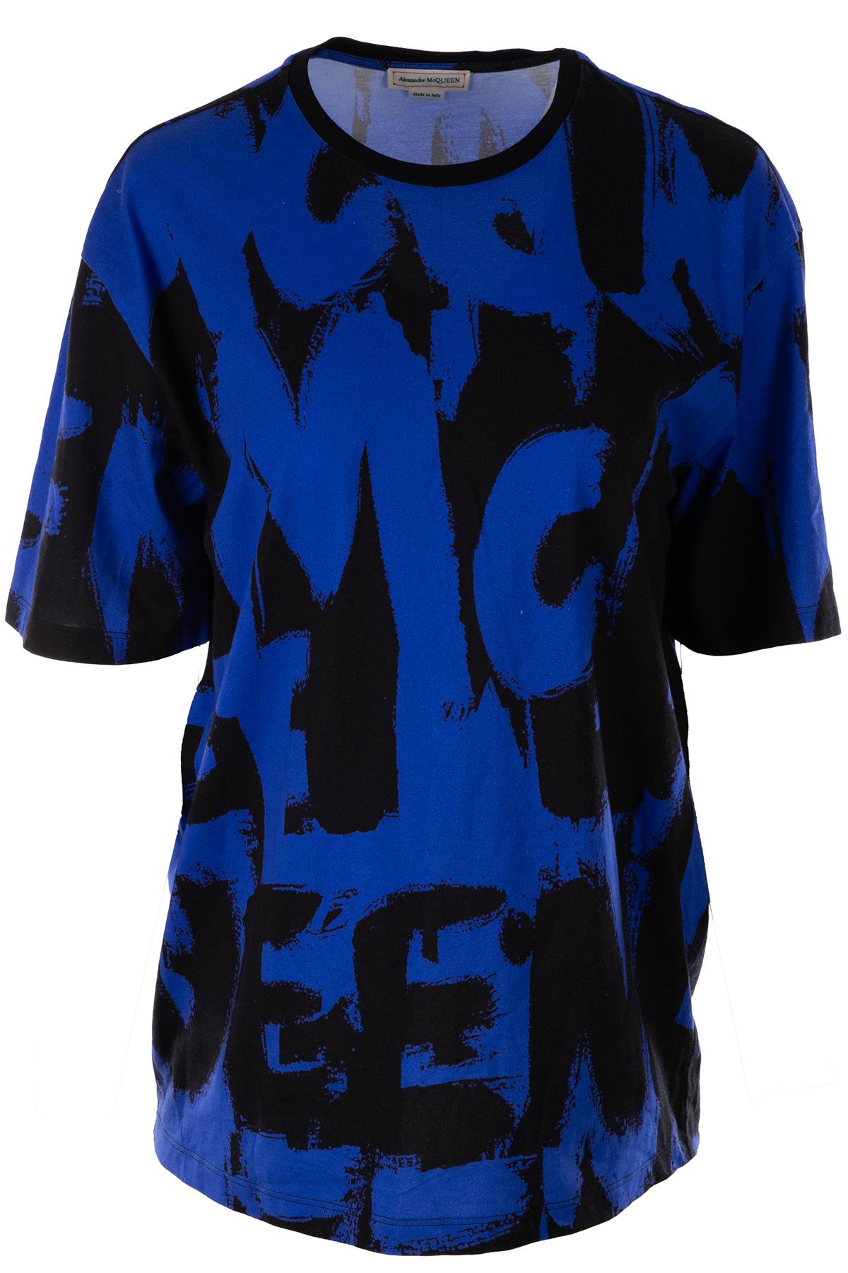 ALEXANDER MCQUEEN BLUE COTTON T-SHIRT IT 42