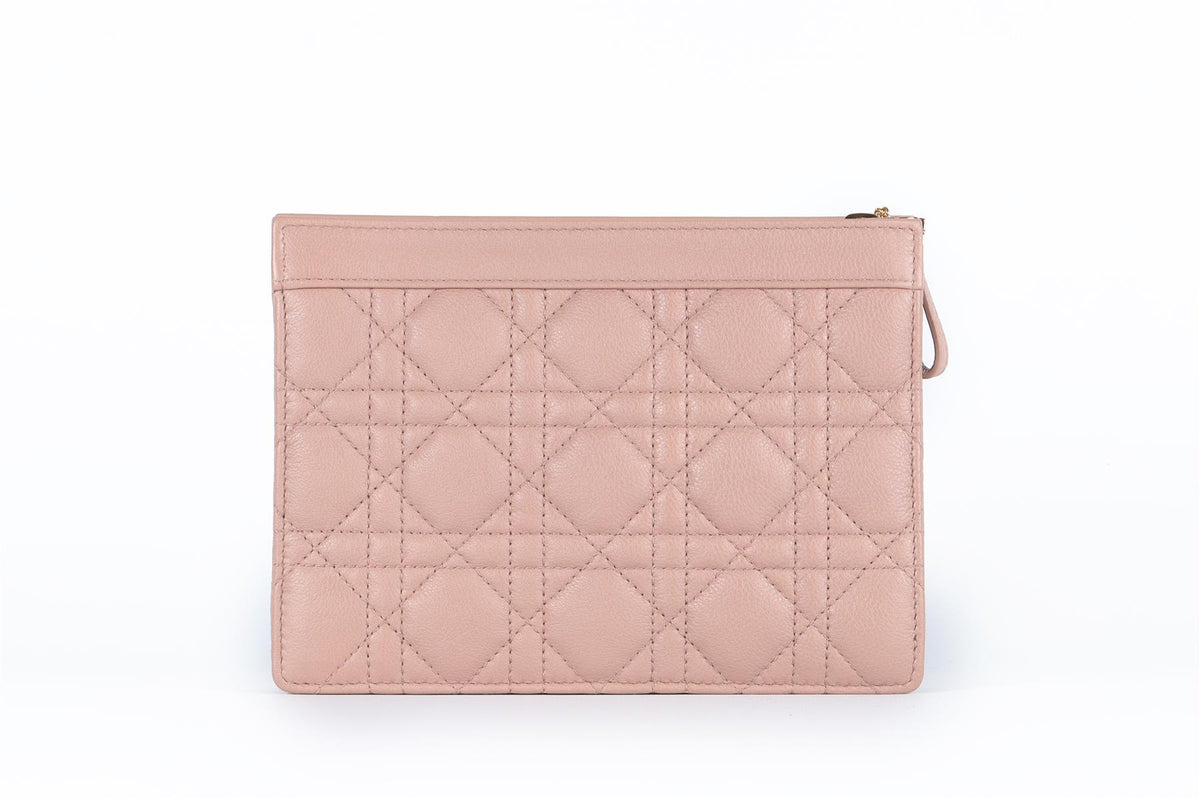 CHRISTIAN DIOR NUDE 2022 CARO CANNAGE LEATHER SHOULDER BAG