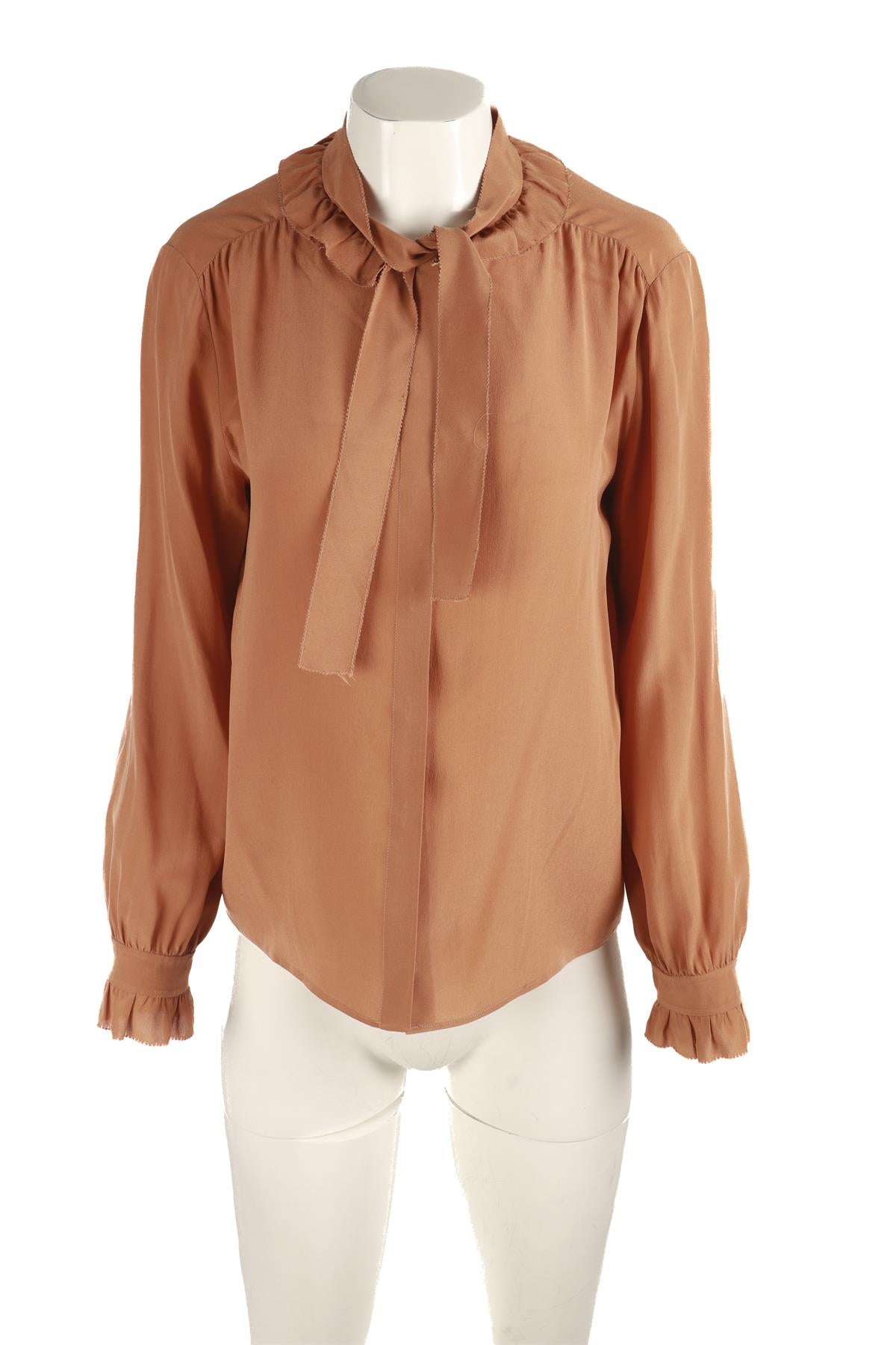 CHLOÉ BROWN SILK SHIRT FR 38 UK 10