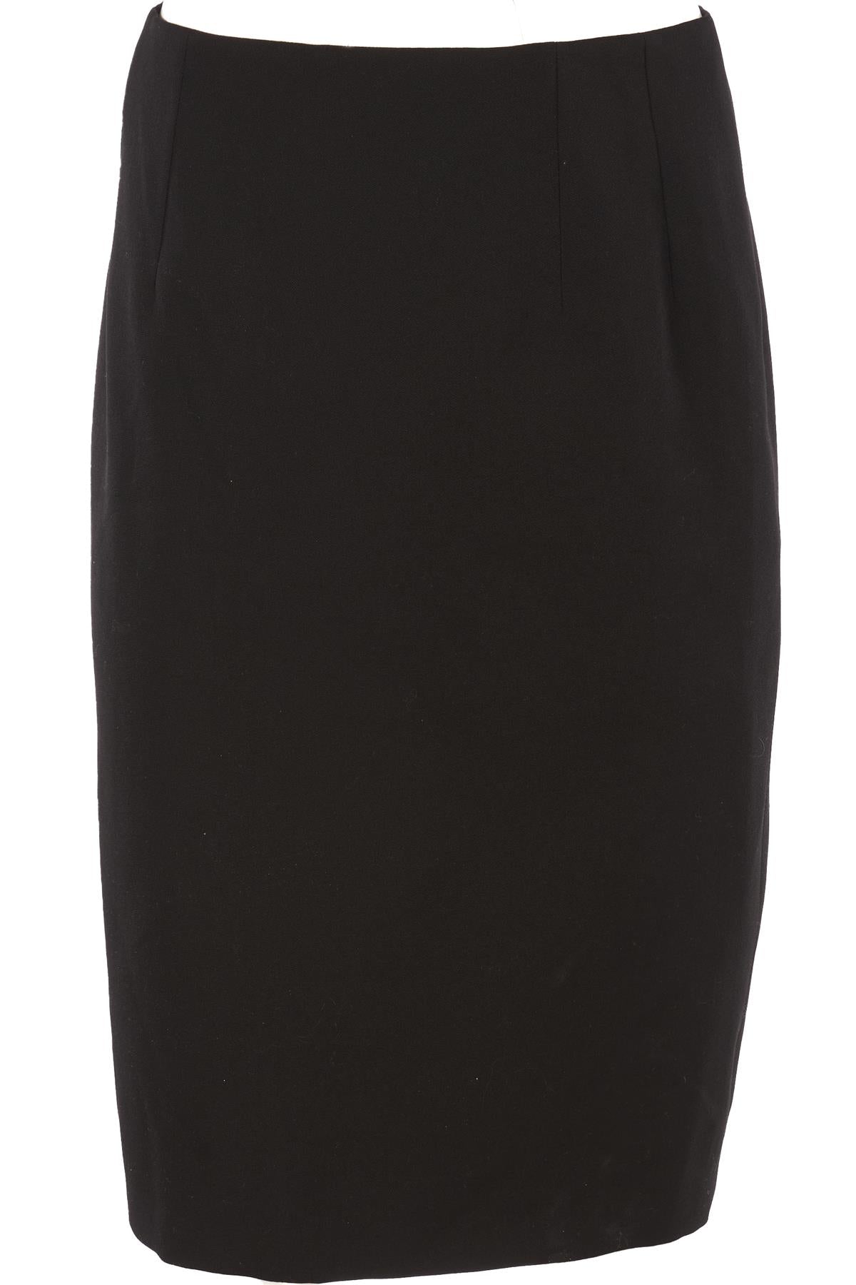 VERSACE BLACK WOOL MIDI SKIRT IT 42 UK 10