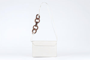 JACQUEMUS WHITE LE SAC RIVIERA LEATHER SHOULDER BAG