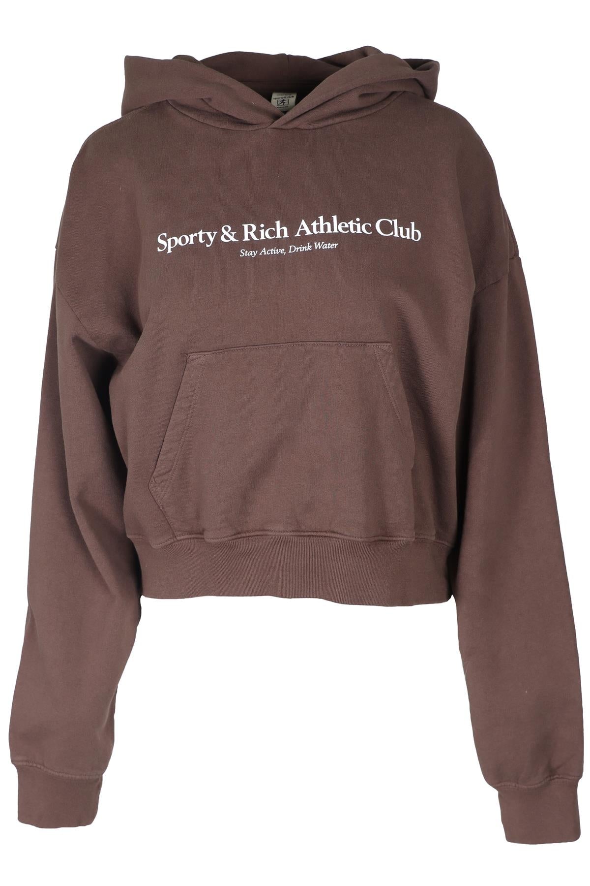 SPORTY & RICH BROWN COTTON HOODIE MEDIUM