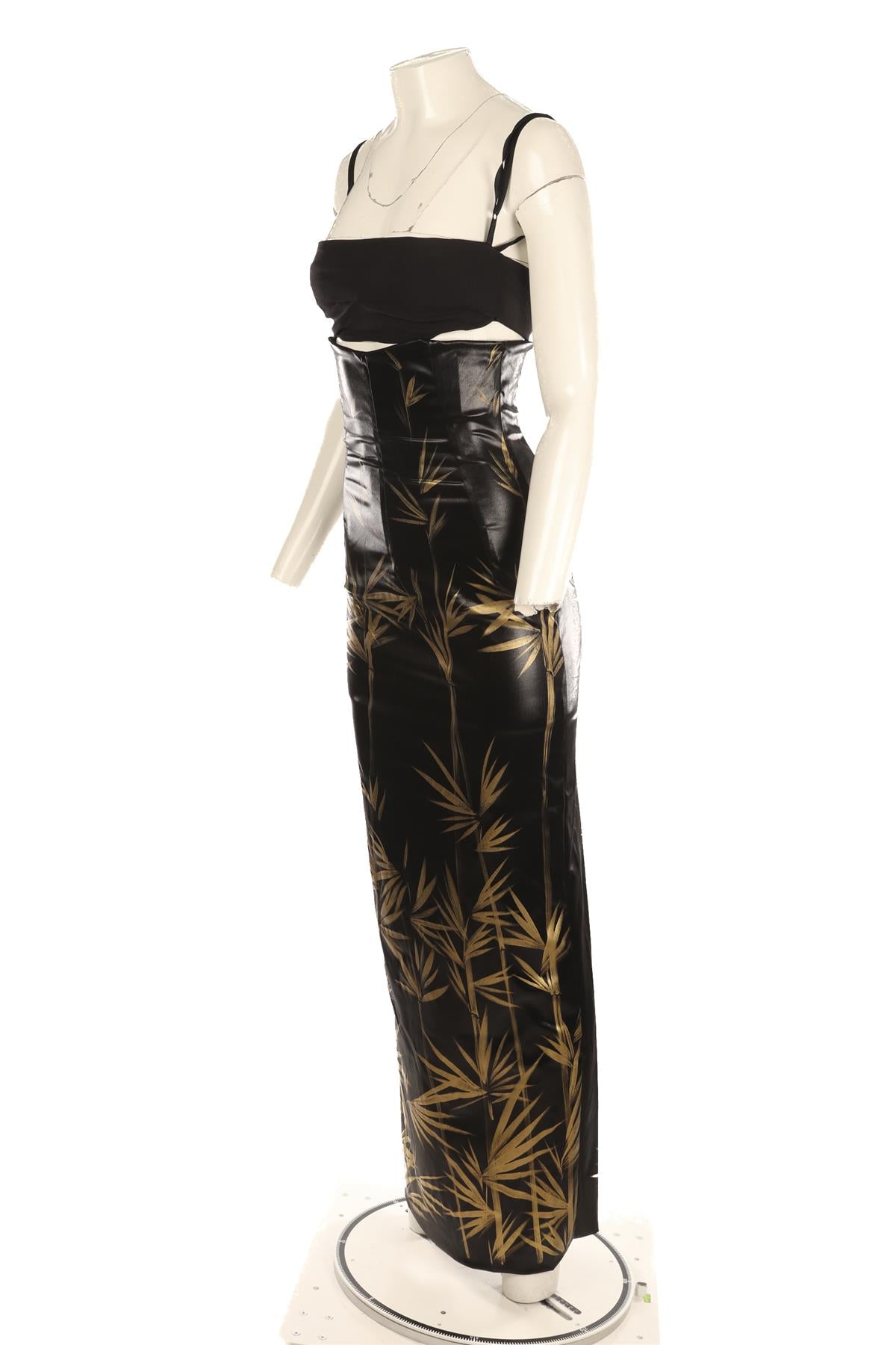 DOLCE & GABBANA BLACK 1999 SATIN TOP AND SKIRT SET IT 40-42 UK 8-10