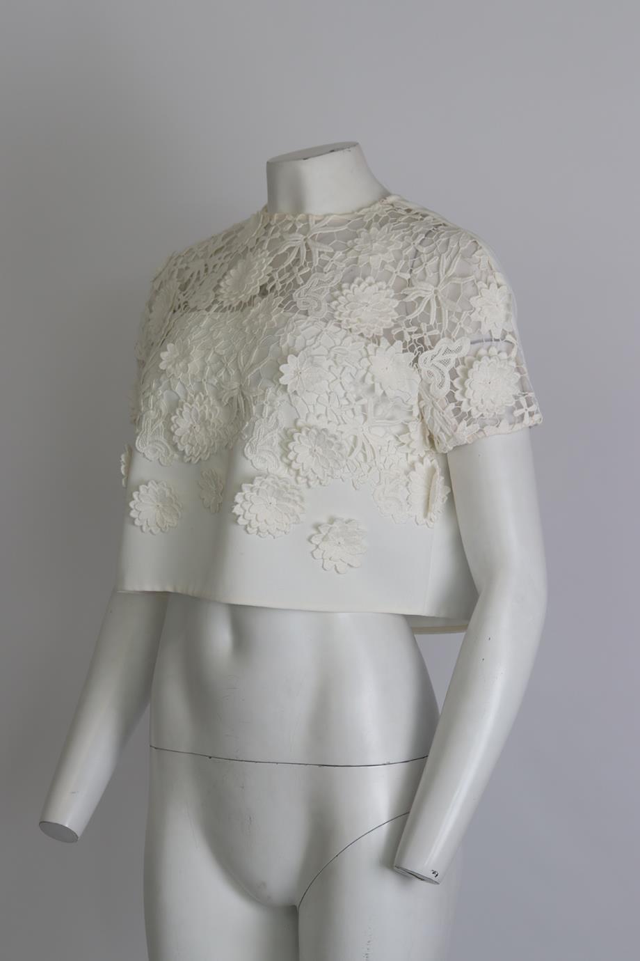 VICTORIA VICTORIA BECKHAM CROPPED CROCHET CREPE TOP UK 6