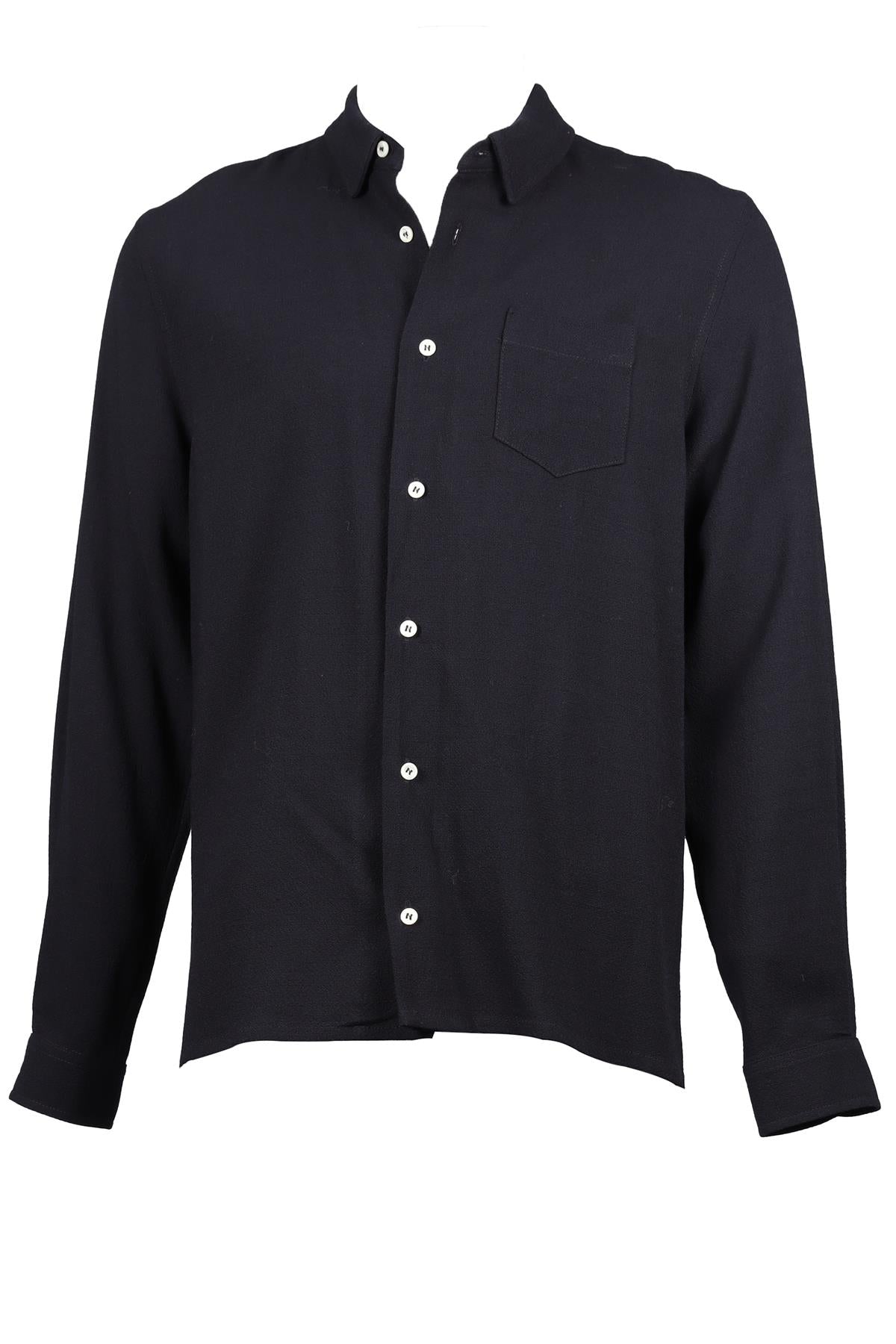SÉFR NAVY MEN'S WOOL BLEND SHIRT MEDIUM
