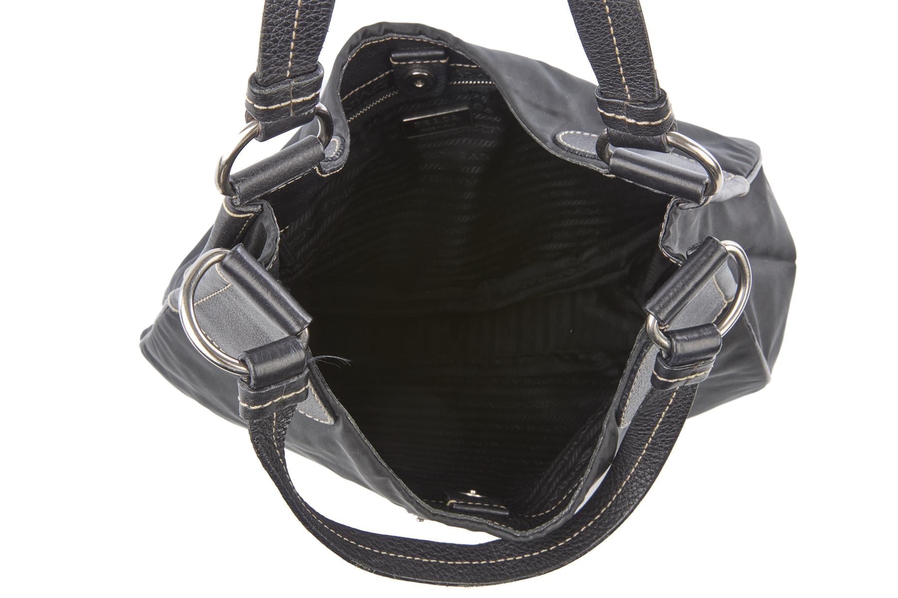 PRADA BLACK VINTAGE SEMITRACOLLA NYLON SHOULDER BAG