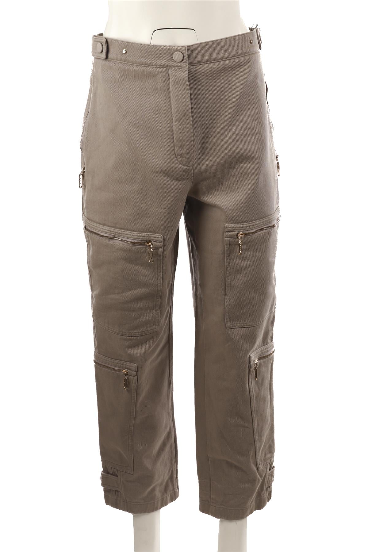FENDI GREY COTTON CARGO PANTS IT 40 UK 8