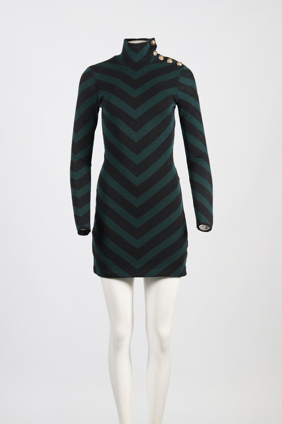 BALMAIN WOOL MINI DRESS FR 38 UK 10
