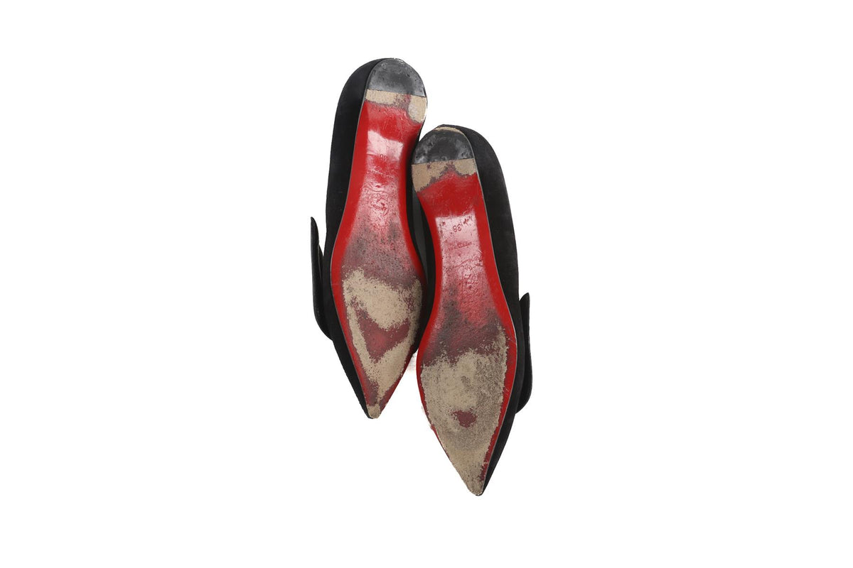 CHRISTIAN LOUBOUTIN BLACK SUEDE BALLET FLATS EU 38 UK 5 US 8