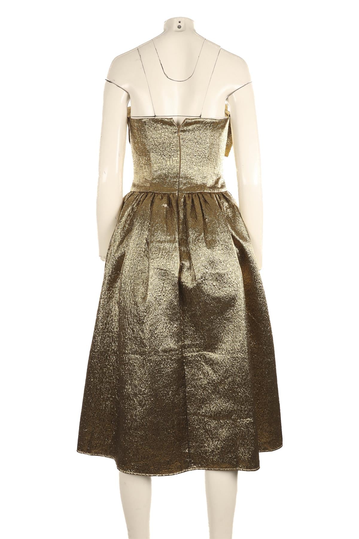 SELF-PORTRAIT GOLD LUREX MIDI DRESS UK 8