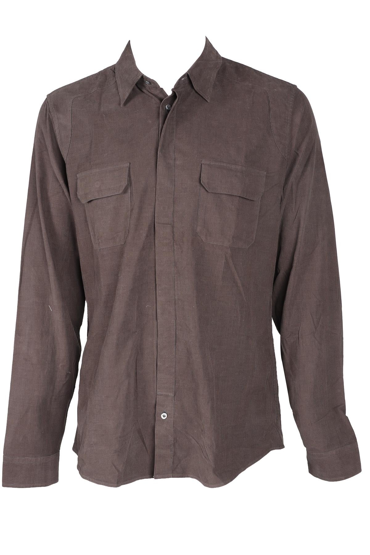 GUCCI BROWN MEN'S CORDUROY SHIRT LARGE