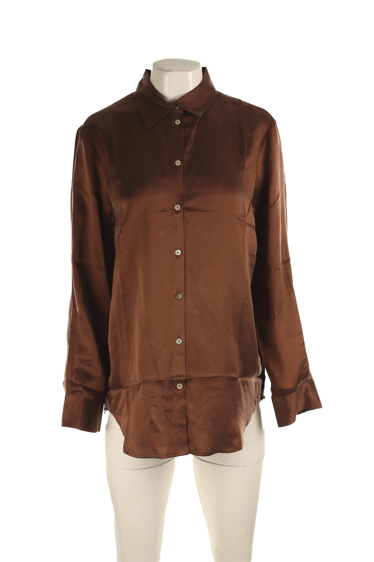 THE CONDO + ASCENO BROWN SILK SHIRT SMALL
