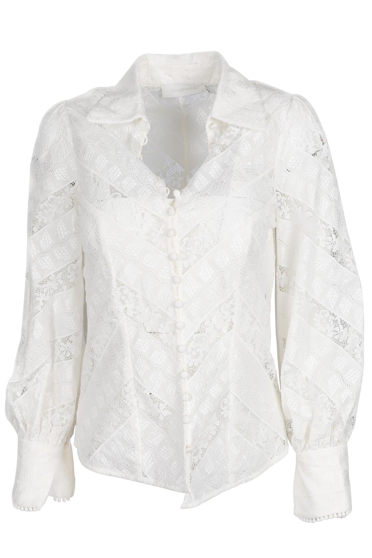 ZIMMERMANN WHITE COTTON SHIRT US 0 UK 4