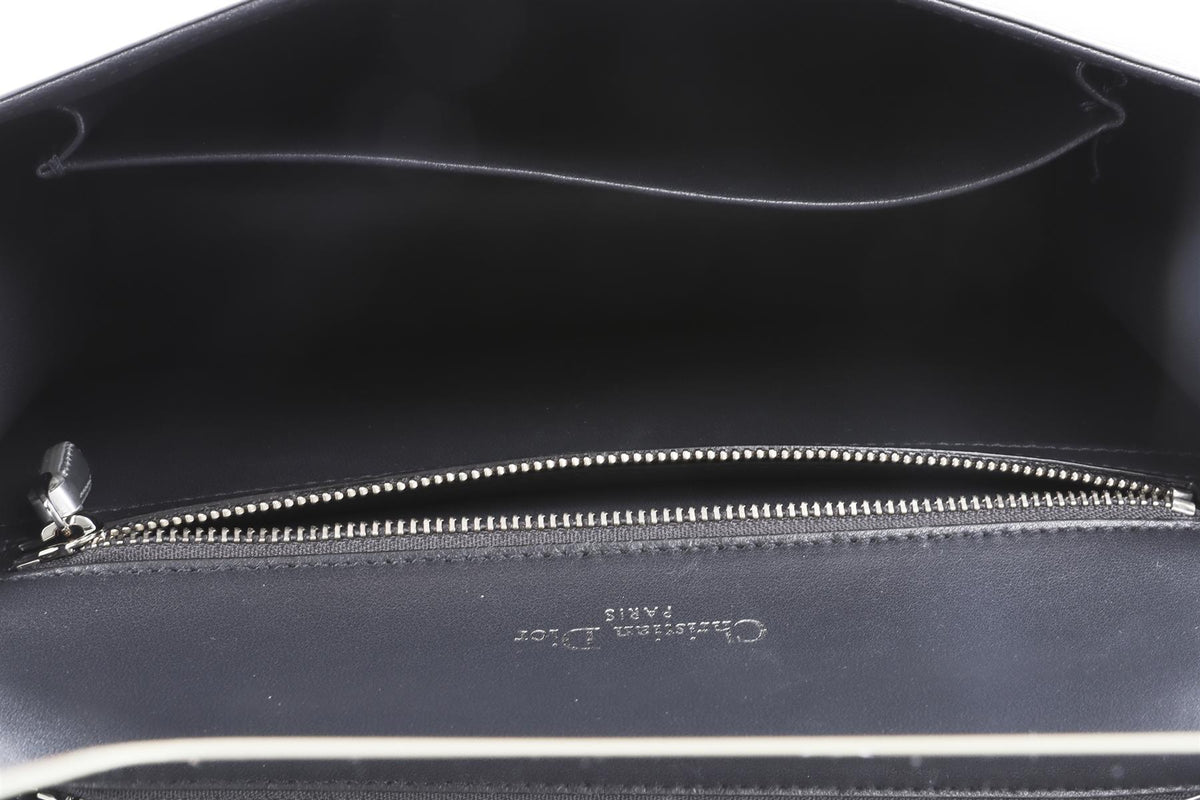 SILVER DIORAMA MEDIUM MICROCANNAGE LEATHER SHOULDER BAG