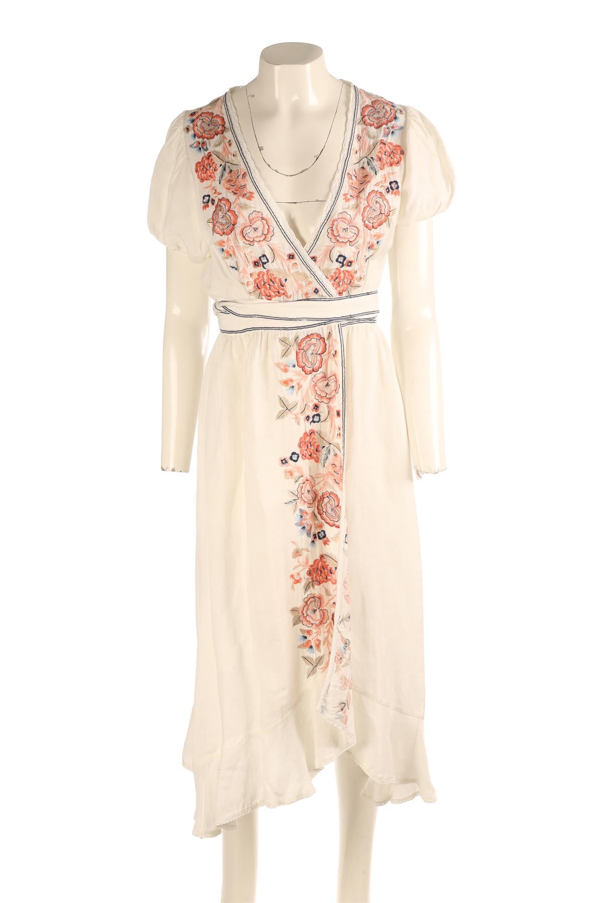M.A.B.E WHITE COTTON MIDI DRESS XSMALL