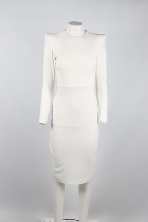 ALEX PERRY WHITE CREPE MIDI DRESS SMALL