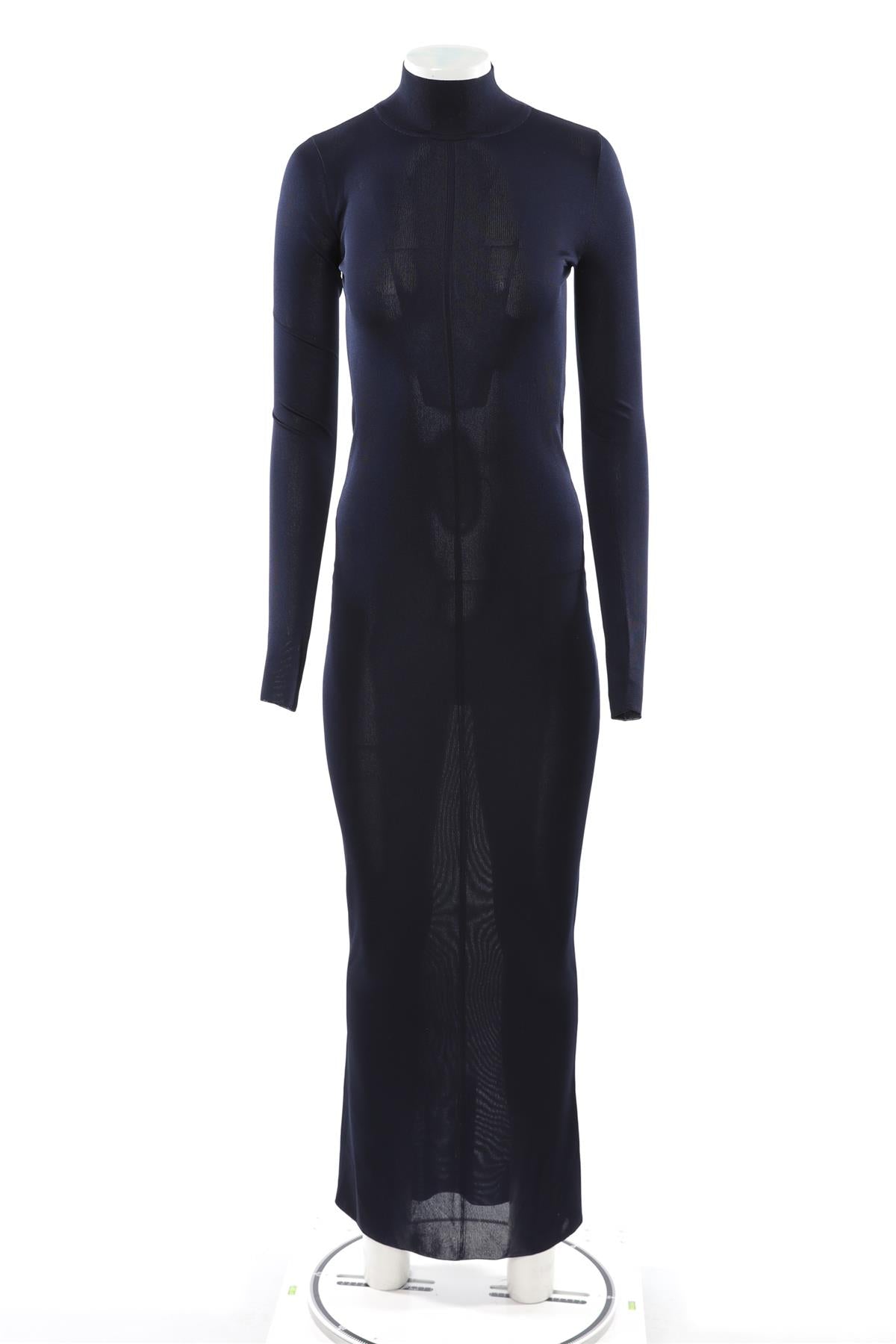 SAINT LAURENT NAVY KNIT MAXI DRESS SMALL