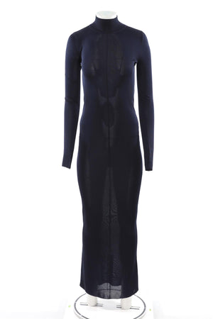 SAINT LAURENT NAVY KNIT MAXI DRESS SMALL