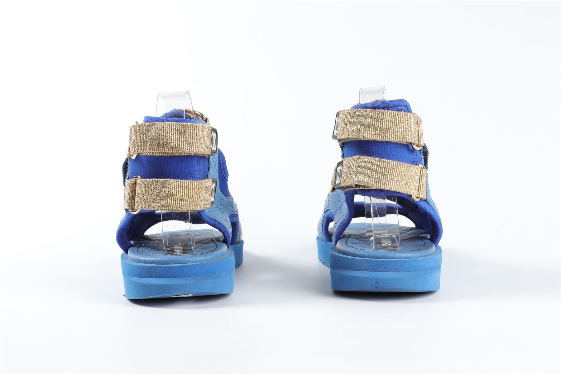 CHANEL BLUE 2021 LEATHER SANDALS EU 38.5 UK 5.5 US 8.5