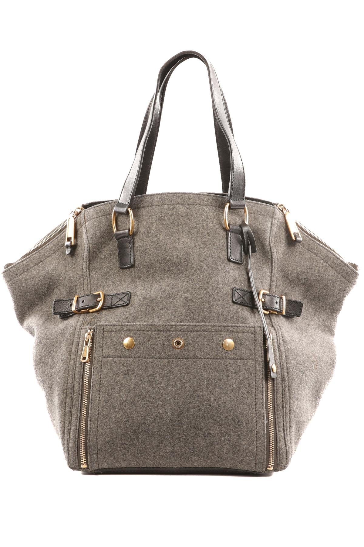 YVES SAINT LAURENT GREY DOWNTOWN FELT TOTE BAG