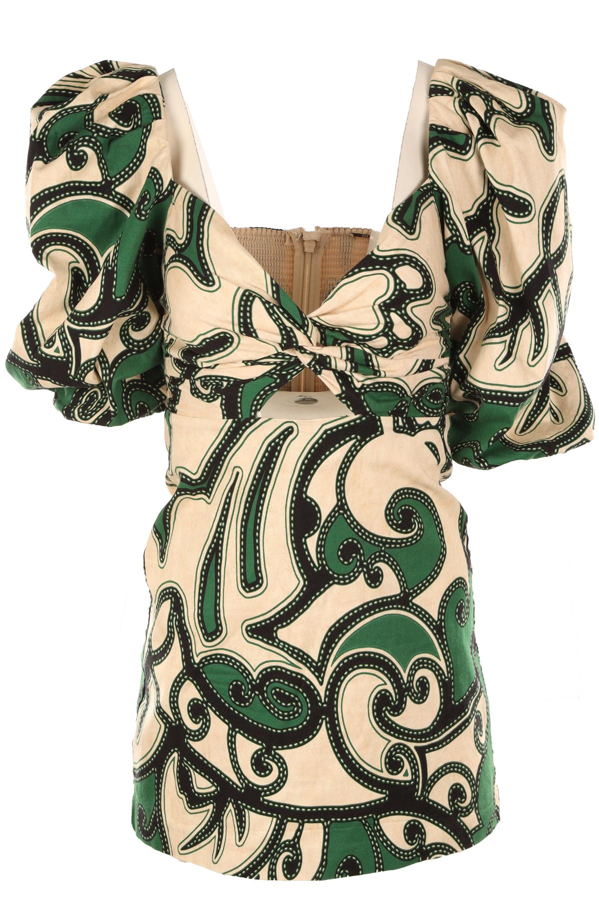 ALEXIS GREEN COTTON MINI DRESS SMALL