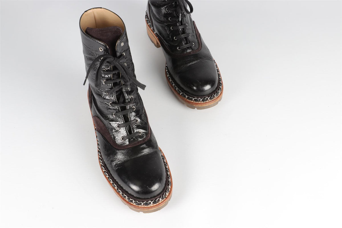 CHANEL BROWN 2015 LEATHER ANKLE BOOTS EU 39 UK 6 US 9