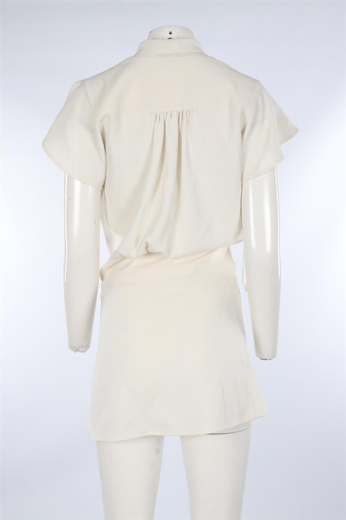 BALENCIAGA CREAM CREPE MINI DRESS FR 36 UK 8
