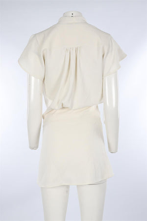 BALENCIAGA CREAM CREPE MINI DRESS FR 36 UK 8