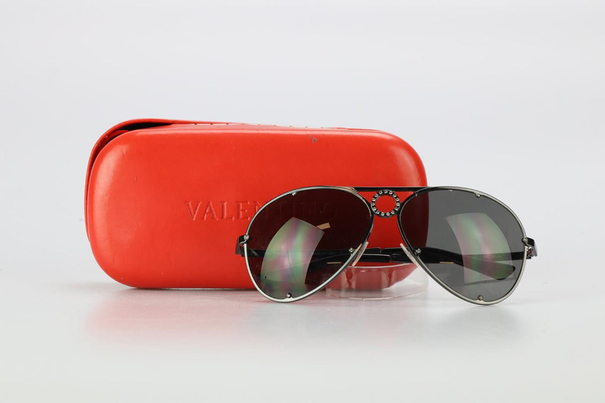 VALENTINO GARAVANI GUNMETAL TONE SUNGLASSES
