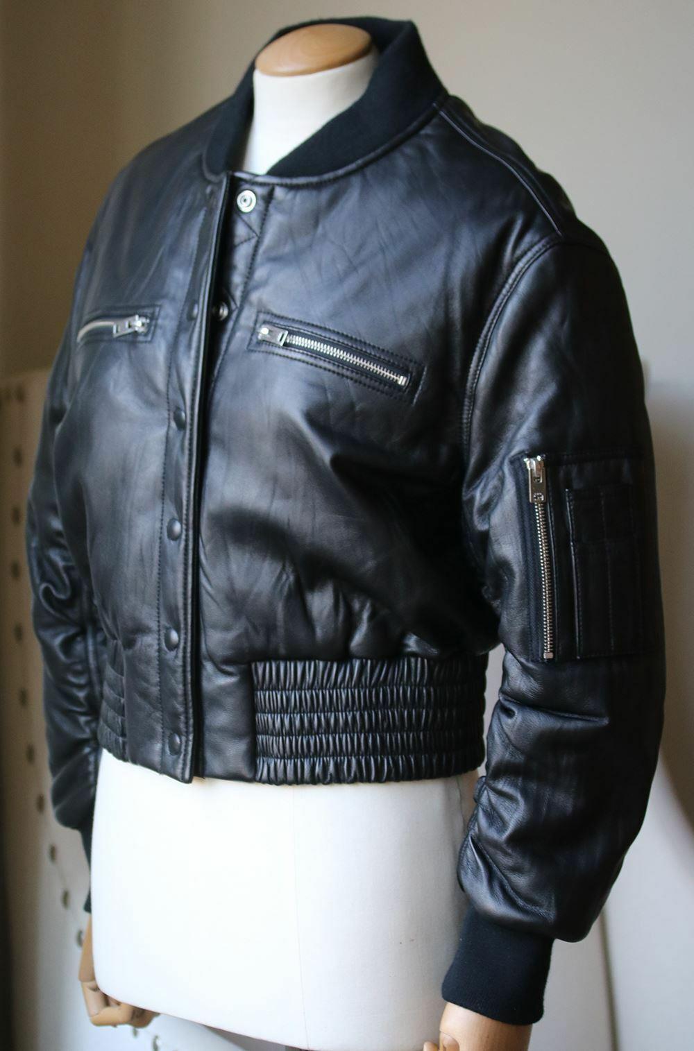 IRO COLOMBE LEATHER BOMBER JACKET FR 40 UK 12