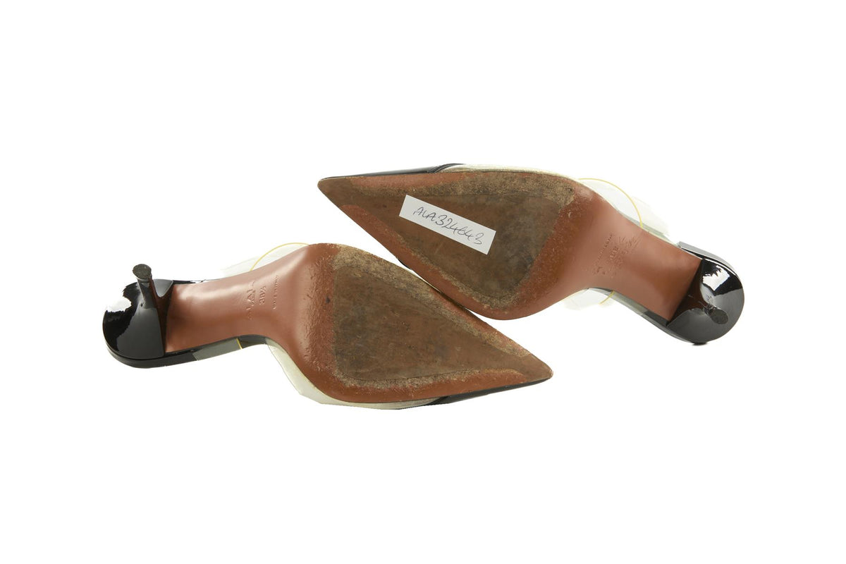 ALAÏA BLACK CŒUR PATENT LEATHER MULES EU 38.5 UK 5.5 US 8.5